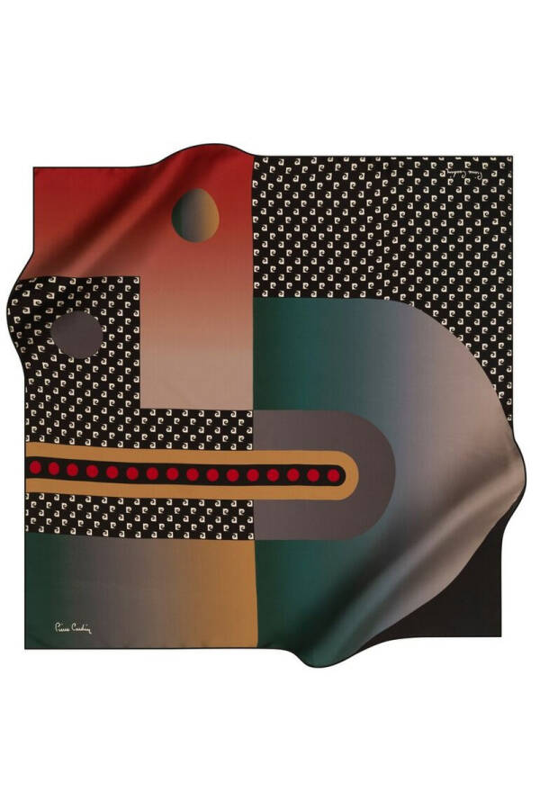 Geometrik Desenli 90X90 Polyester Twill Eşarp - 1