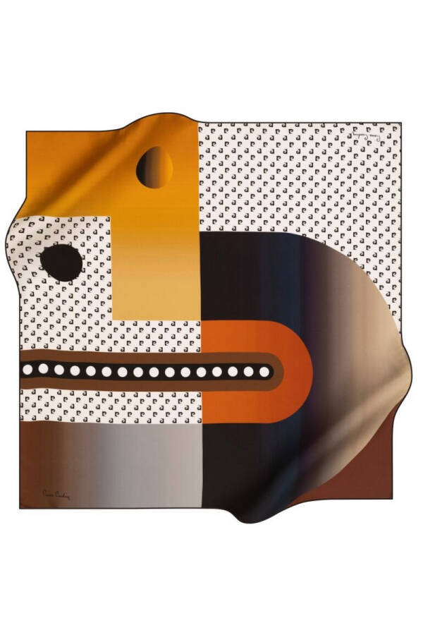 Geometrik Desenli 90X90 Pierre Cardin Polyester Tivil Eşarp - 1