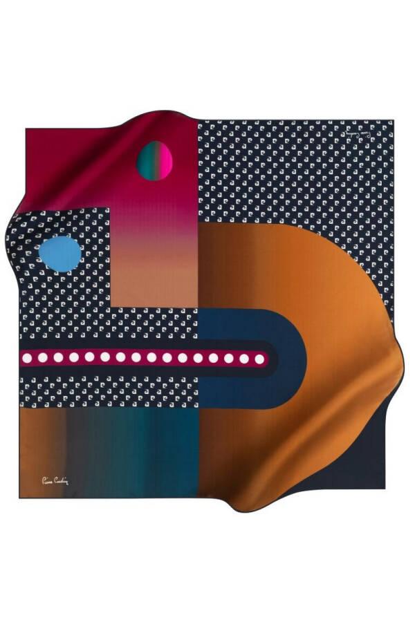Geometrik Desenli 90X90 Polyester Twill Eşarp - 1