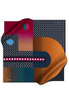 Geometrik Desenli 90X90 Polyester Twill Eşarp 