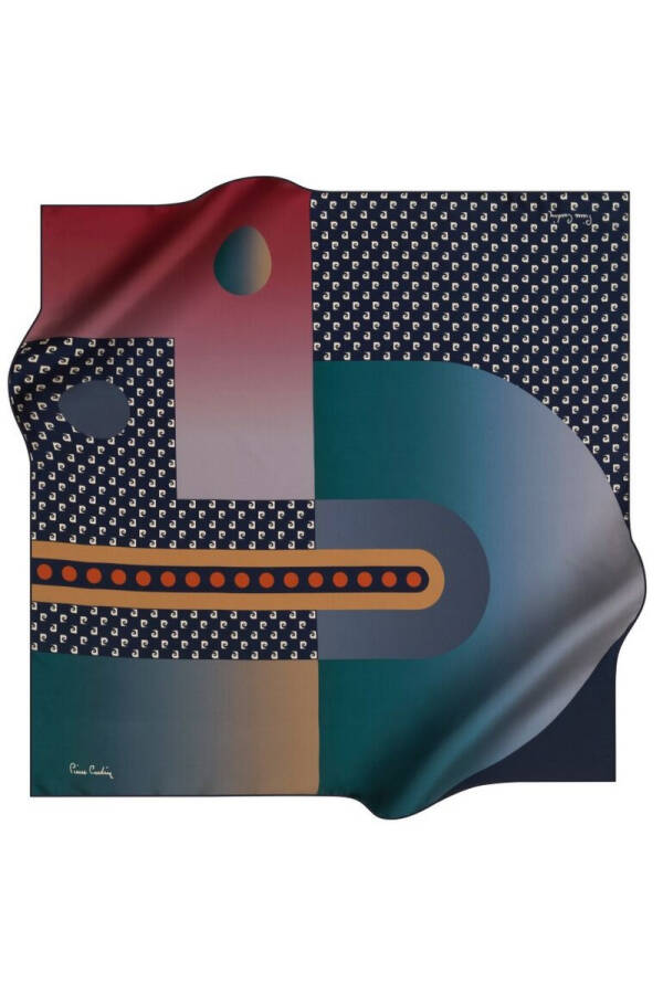 Geometrik Desenli 90X90 Polyester Twill Eşarp - 1