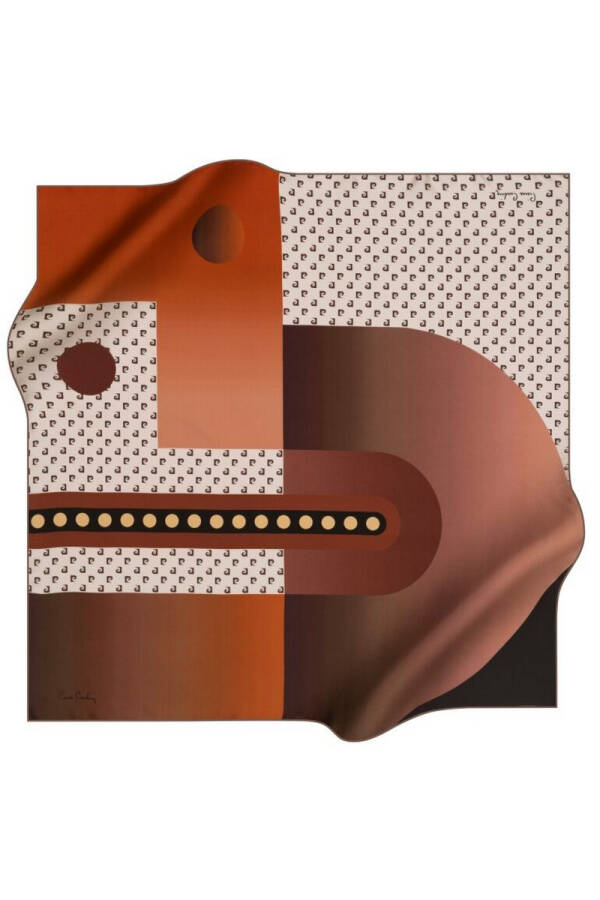 Geometrik Desenli 90X90 Polyester Twill Eşarp - 1