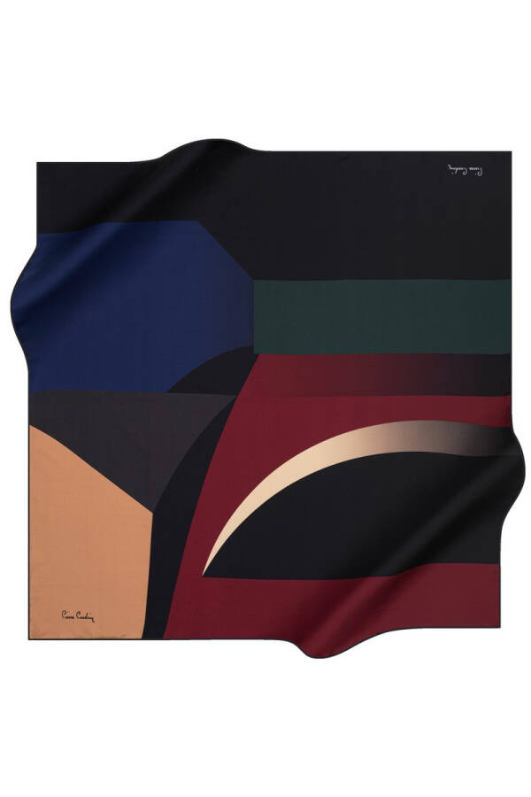 Geometrik Desenli 90X90 Polyester Twill Eşarp - 1