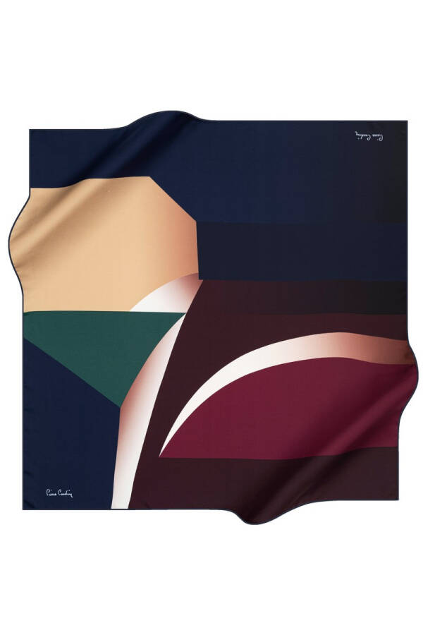 Geometrik Desenli 90X90 Polyester Twill Eşarp - 1