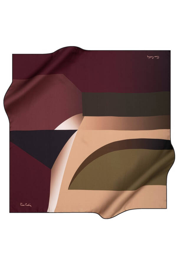 Geometrik Desenli 90X90 Polyester Twill Eşarp - 1