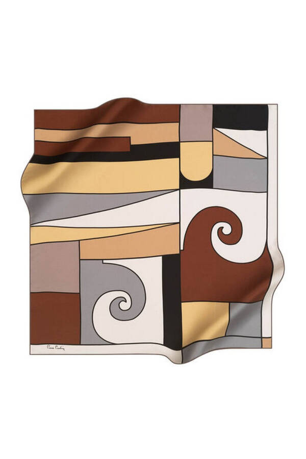 Geometrik Desenli 90X90 Pierre Cardin Polyester Tivil Eşarp - 1