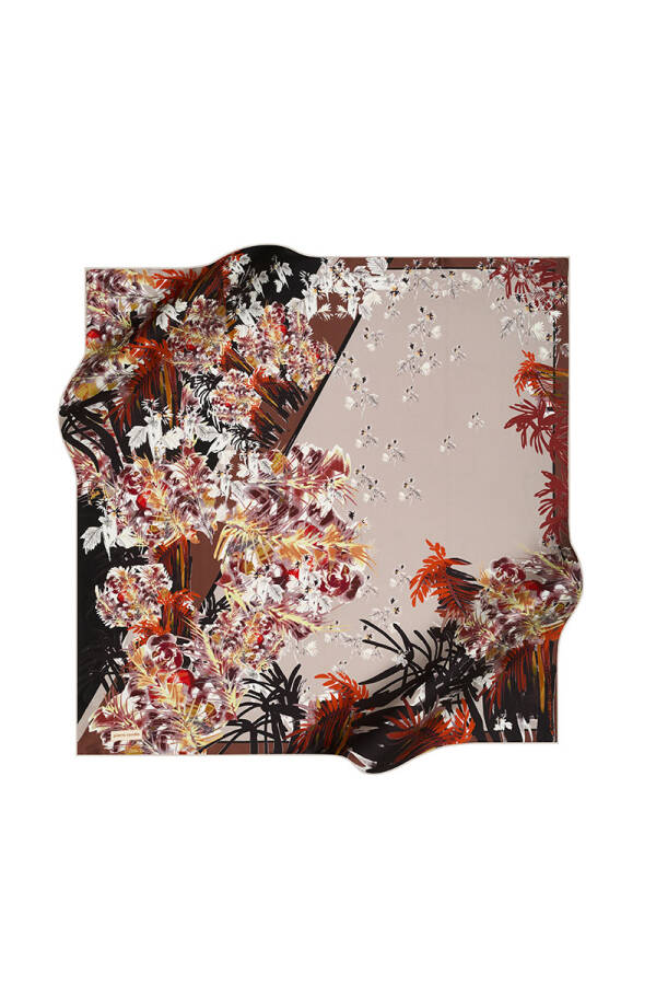 Çiçek Desenli 90X90 Pierre Cardin Tivil Eşarp - 1