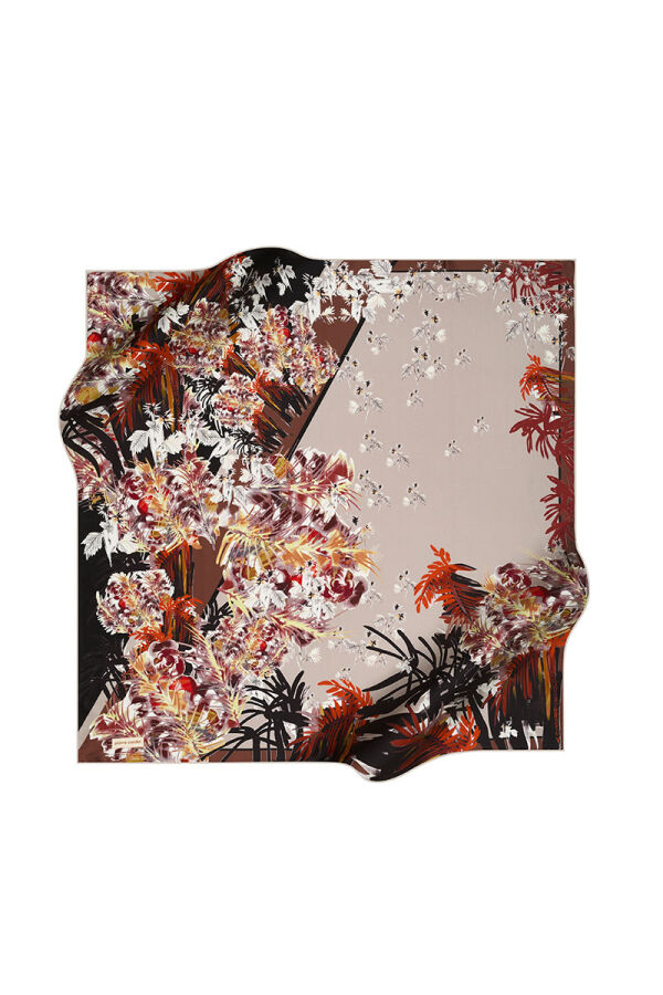Kahverengi 90X90 İpek Twill Eşarp - 1