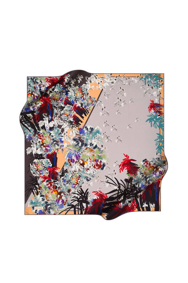 Çiçek Desenli 90X90 Pierre Cardin Tivil Eşarp - 1