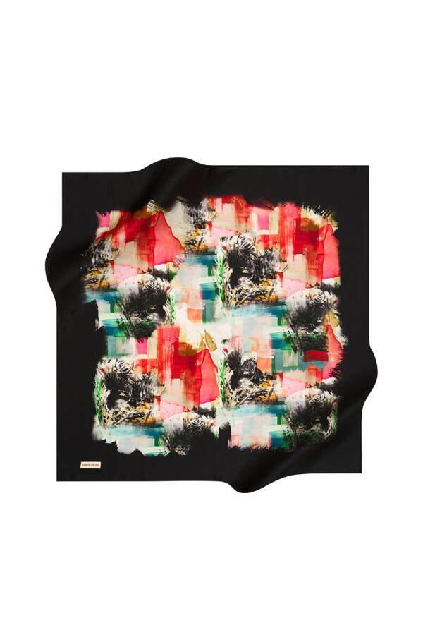 Çiçek Desenli 90X90 Pierre Cardin Tivil Eşarp - 1