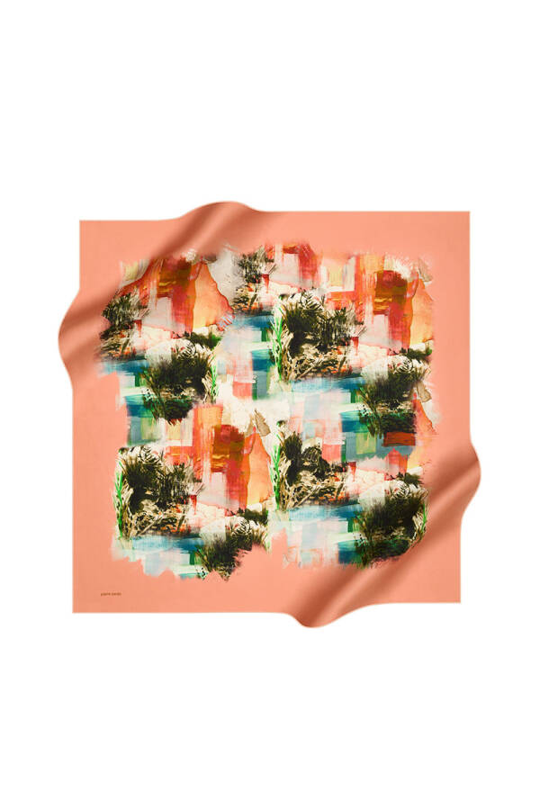 Çiçek Desenli 90X90 Pierre Cardin Tivil Eşarp - 1