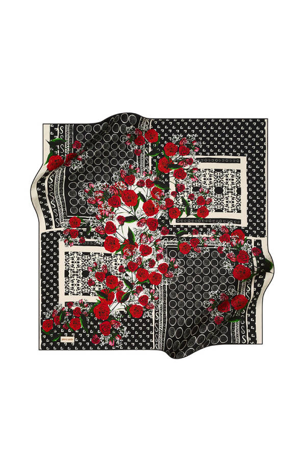 Çiçek Desenli 90X90 Pierre Cardin Tivil Eşarp - 1