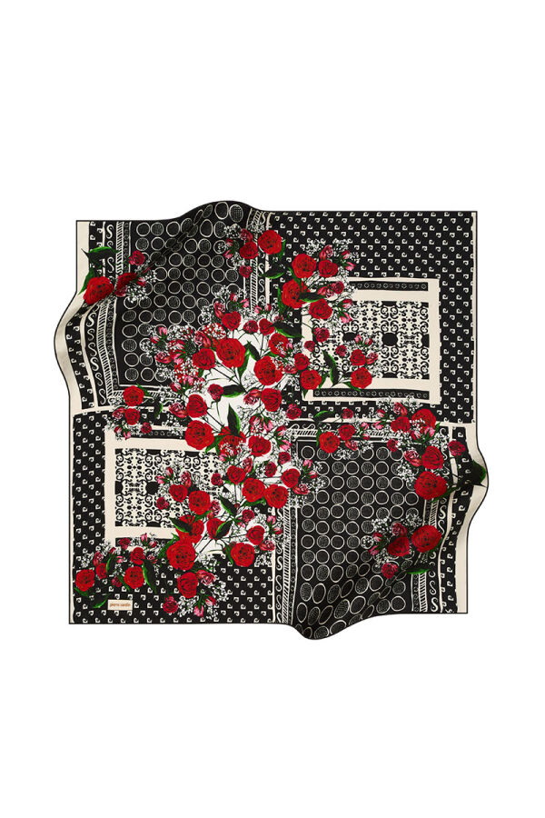 Siyah 90X90 İpek Twill Eşarp - 1