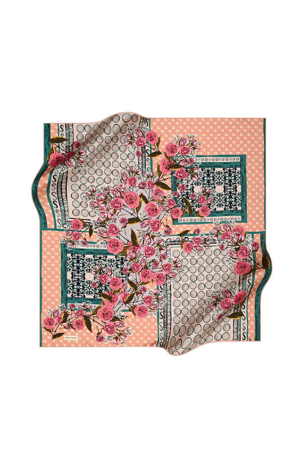 Çiçek Desenli 90X90 Pierre Cardin Tivil Eşarp - 1