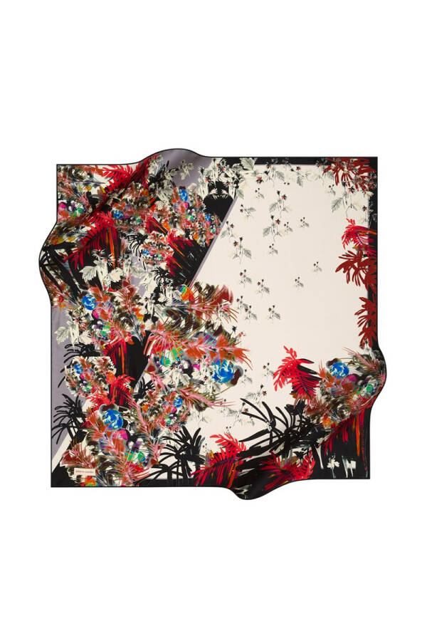 Çiçek Desenli 90X90 Pierre Cardin Tivil Eşarp - 1