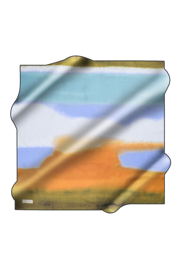 Açık Mavi 90X90 İpek Twill Eşarp - 1