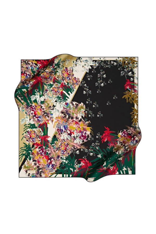 Çiçek Desenli 90X90 Pierre Cardin Tivil Eşarp - 1