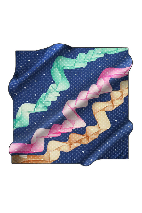 Geometrik Desenli 90X90 İpek Twill Eşarp - 1