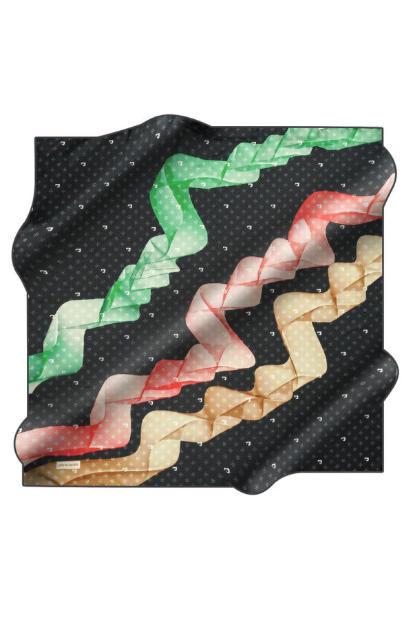 Geometrik Desenli 90X90 İpek Twill Eşarp - 1