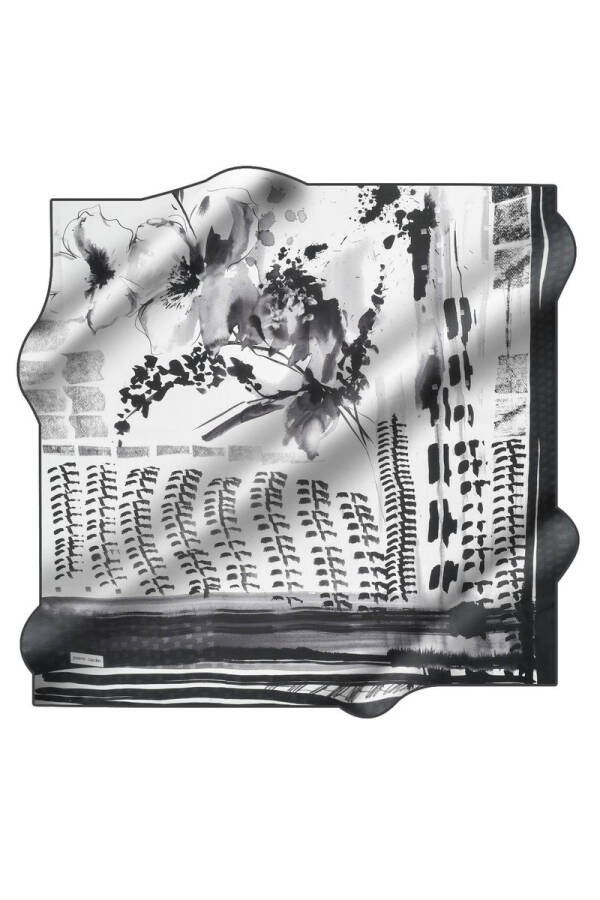 Çiçek Desenli 90X90 Pierre Cardin Tivil Eşarp - 1