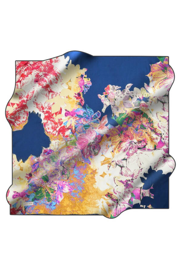 Çiçek Desenli 90X90 Pierre Cardin Tivil Eşarp - 1