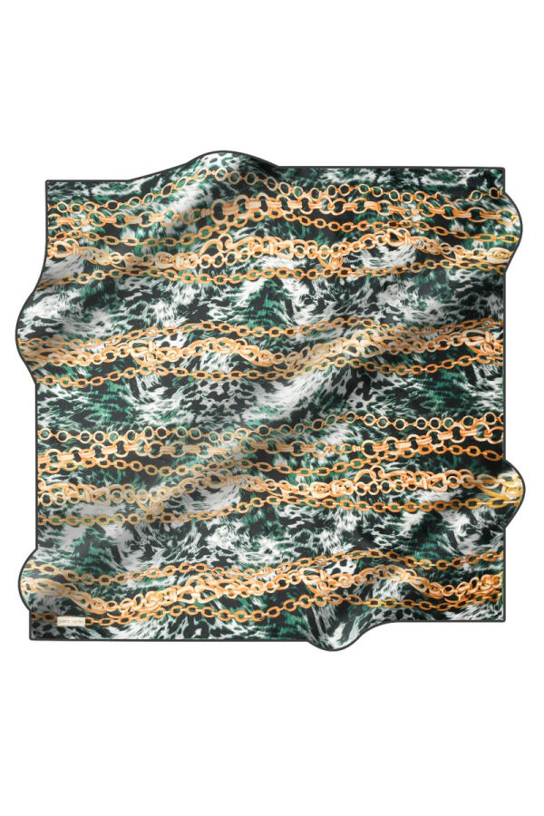 Zincir Desenli 90X90 İpek Twill Eşarp - Pierre Cardin