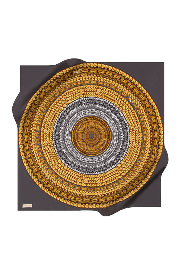 Zincir Desenli 90X90 İpek Twill Eşarp - 1