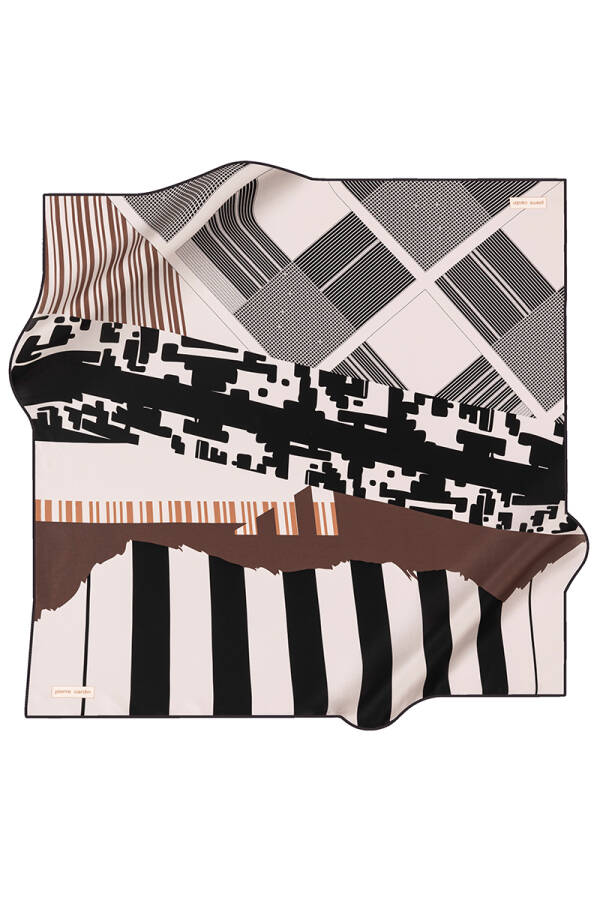 Geometrik Desenli 90X90 Pierre Cardin Krep Saten Eşarp - 1