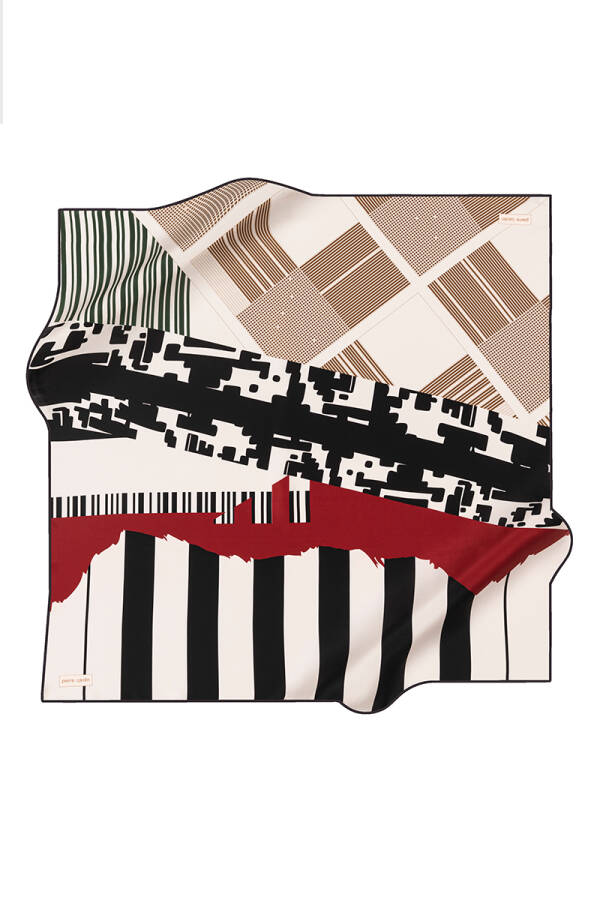 Geometrik Desenli 90X90 Pierre Cardin Krep Saten Eşarp - 1