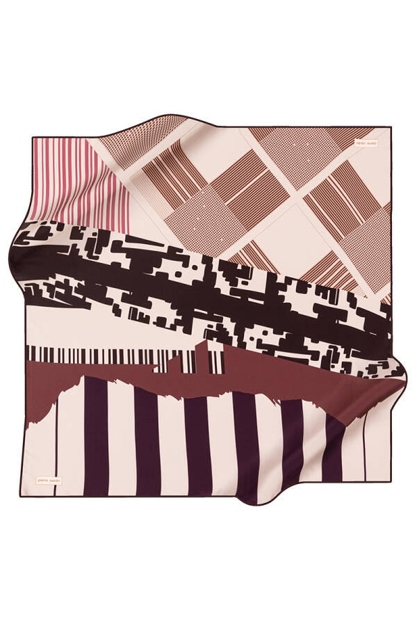 Geometrik Desenli 90X90 Pierre Cardin Krep Saten Eşarp - 1