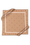 Bej İpek Kare Logo Desenli Eşarp - 1