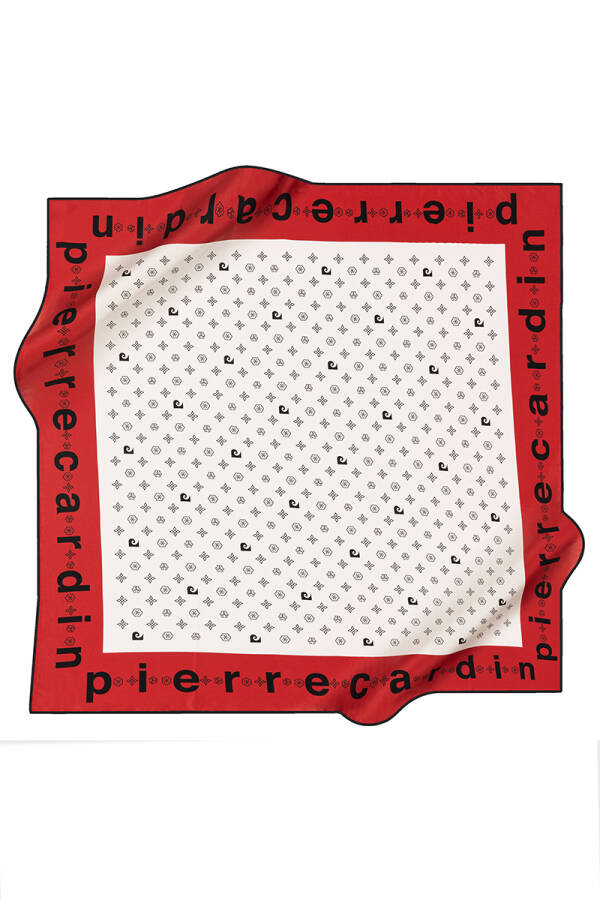 Logo Desenli 90X90 Pierre Cardin Krep Saten Eşarp - Pierre Cardin