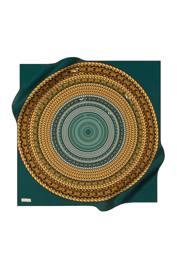 Geometrik Desenli 90X90 İpek Krep Saten Eşarp - Pierre Cardin