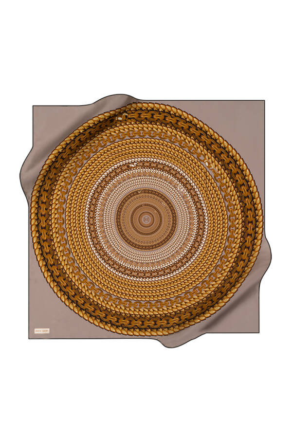 Geometrik Desenli 90X90 İpek Krep Saten Eşarp - Pierre Cardin