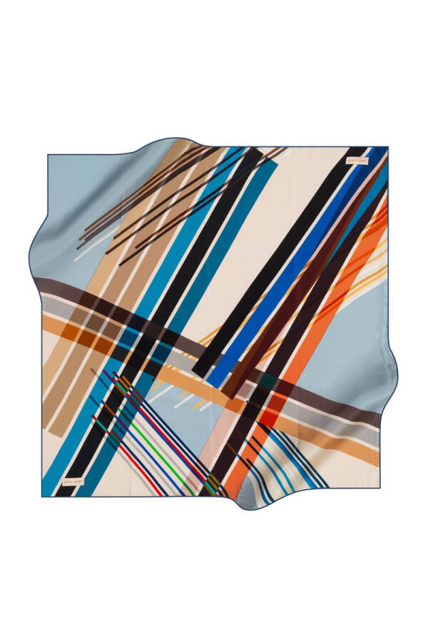 Geometrik Desenli 90X90 İpek Krep Saten Eşarp - Pierre Cardin