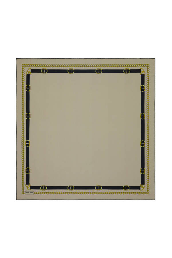 Bej Zincir Desenli 90X90 Polyester Twill Eşarp - Pierre Cardin