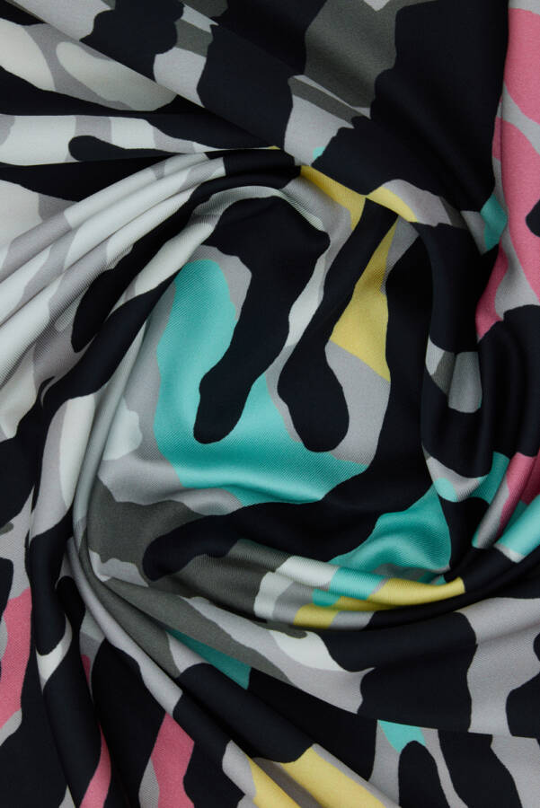 Gri Zebra Desenli 90X90 Polyester Twill Eşarp - 3