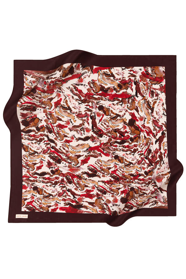 Fırça Desenli 90X90 İpek Twill Eşarp - Pierre Cardin
