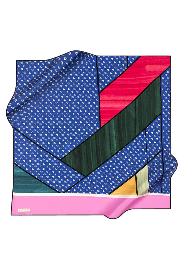 Geometrik Desenli 90X90 İpek Twill Eşarp - 1