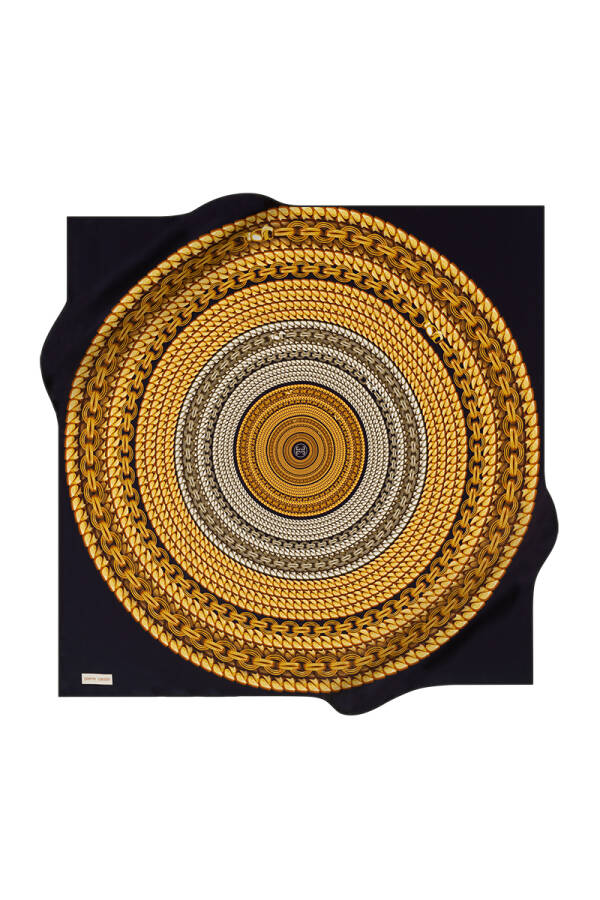 Zincir Desenli 90X90 İpek Twill Eşarp - Pierre Cardin