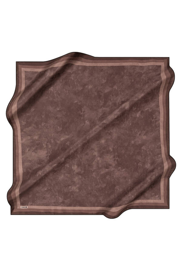 Fırça Desenli 90X90 Taşlanmış İpek Krep Saten Eşarp - 1