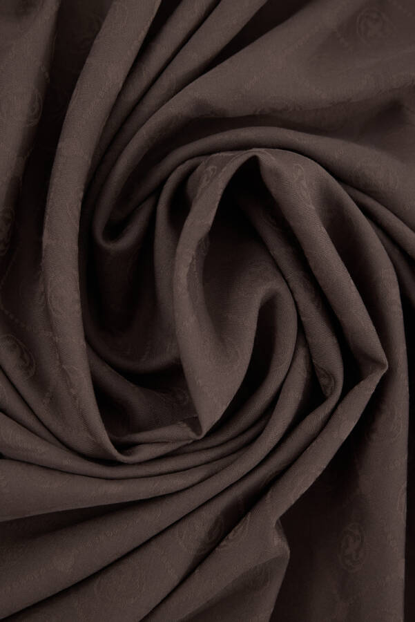 Kahverengi Pamuk Polyester Kare Düz Eşarp - 3