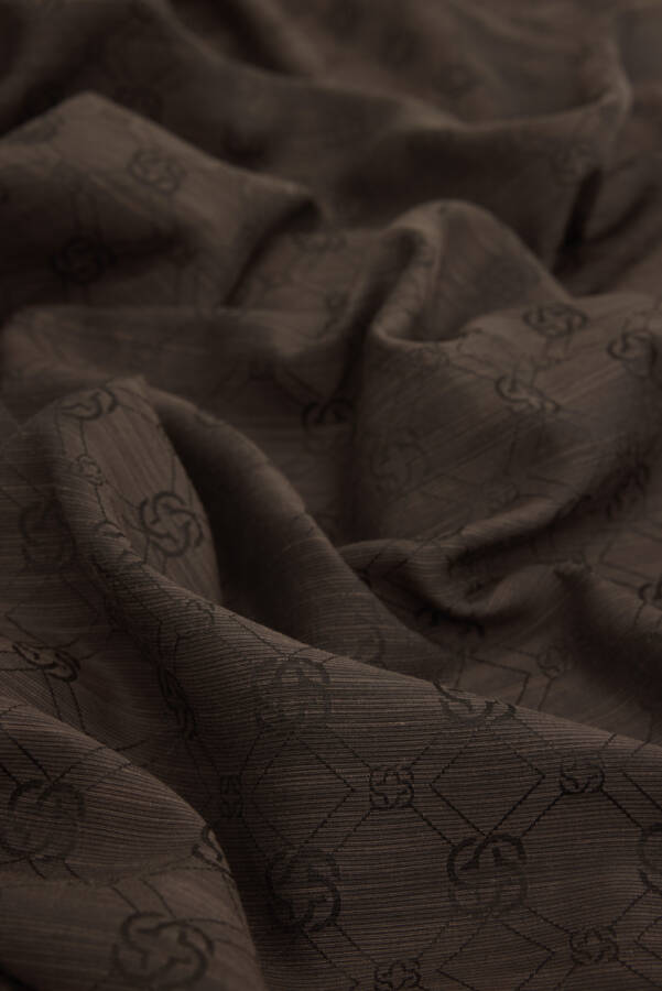 Kahverengi İpek Koton Jakar Etol - 1