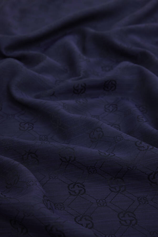 Lacivert İpek Koton Jakar Etol - Aker (1)