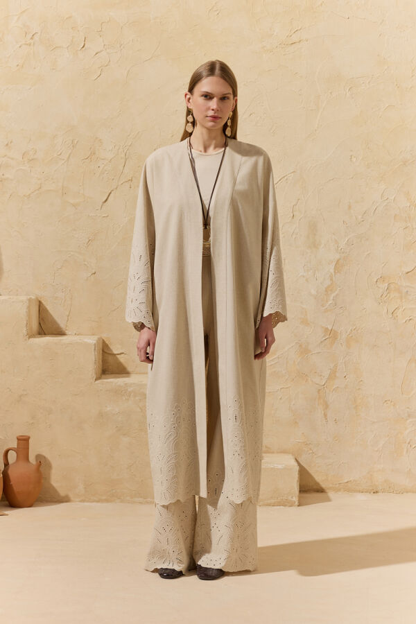 Renkli Brode Detaylı Kimono - 3