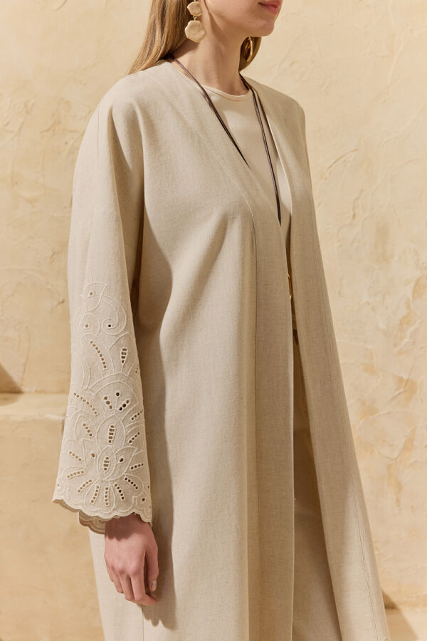 Renkli Brode Detaylı Kimono - 5