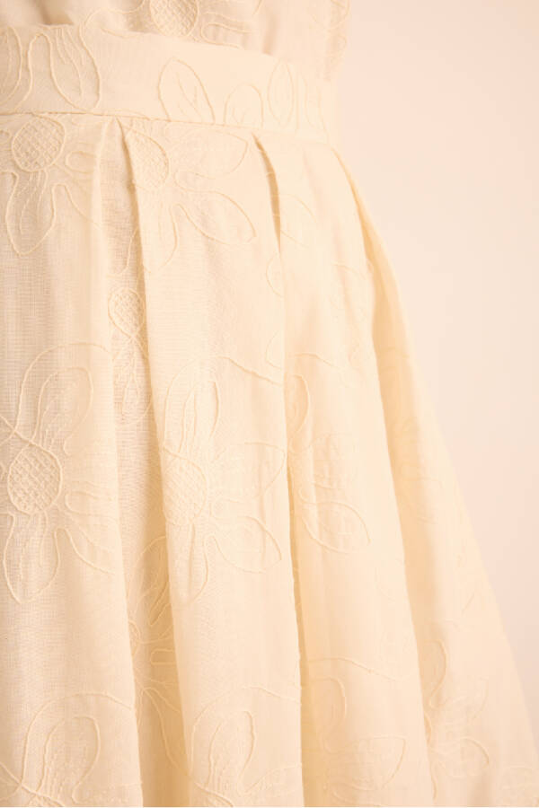 Ekru Brode Kumaştan Cotton Etek - 5