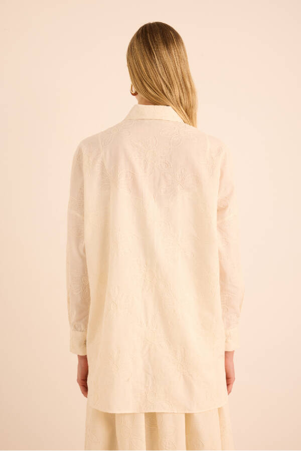 Ekru Brode Kumaştan Cotton Tunik - 14