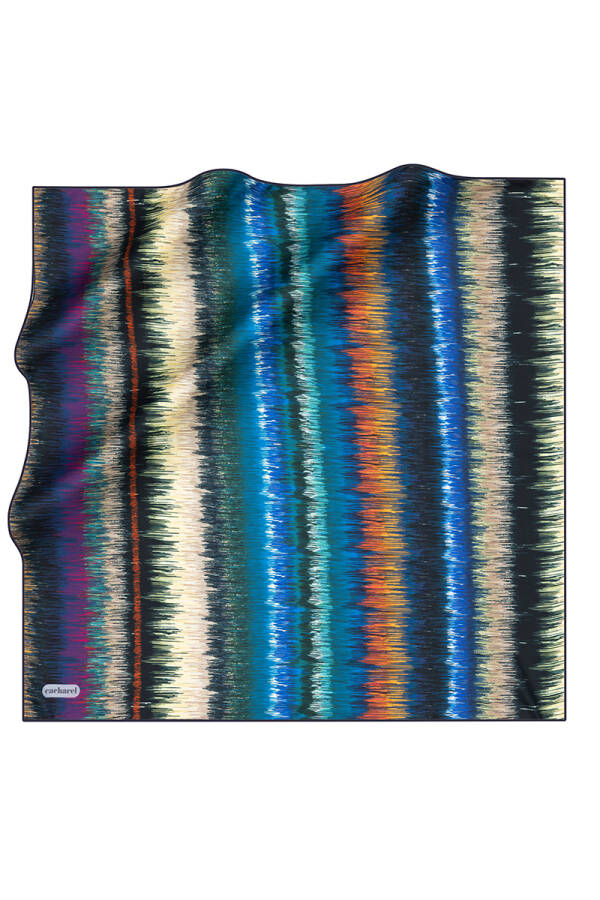 Geometrik Desenli İpek Twill Eşarp - 1