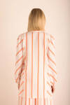 Renkli Çizgili Yakası Bağcıklı Tunik - 6